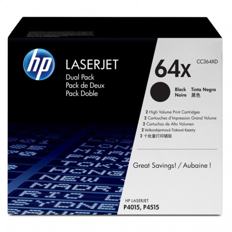 HP 64X 2-pack High Yield Black Original LaserJet Toner Cartridges