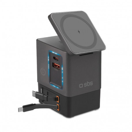 SBS SBS Power Dock 6-in-1 with MagSafe, Stand, and USB-C Cables 65W Black
