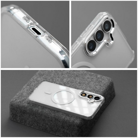 Case for Samsung A07 / A08 Frame Clear Hybrid Mag Cover compatible with MagSafe transparent