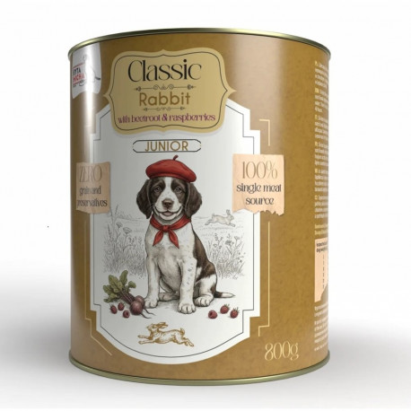 SYTA MICHA märg koeratoit Classic Junior Mono, küülik peedi ja vaarikatega 800g