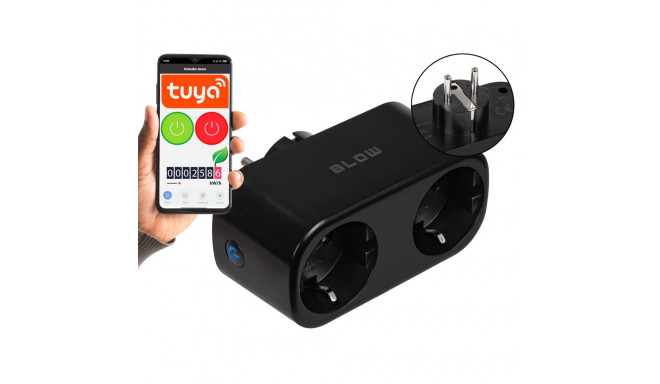 TUYA WiFi-controlled double smart socket, black