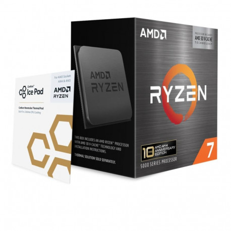 CPUAMDAMD RyzenT 75800X3D 3.4 GHz8xCoresCache 96 MBSocket Socket AM4TDP 105 WBox100-100000651POF 100