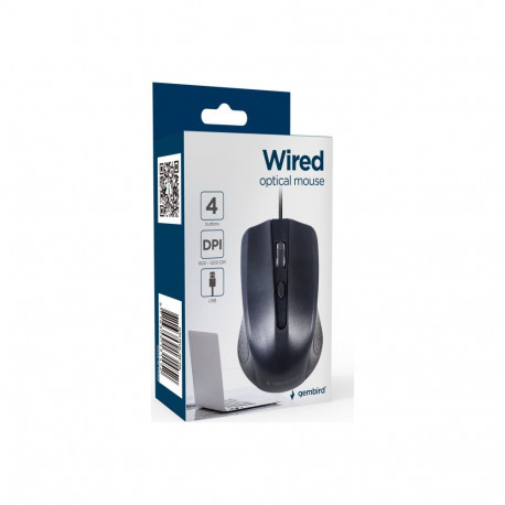 GEMBIRD optical mouse 1200DPI USB Black 1.8m cable length