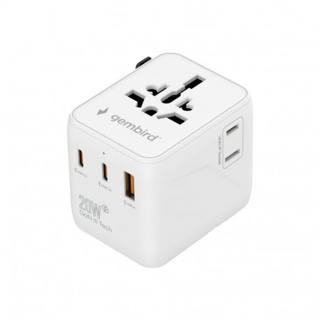 GEMBIRD Universal travel power adapter 20W white