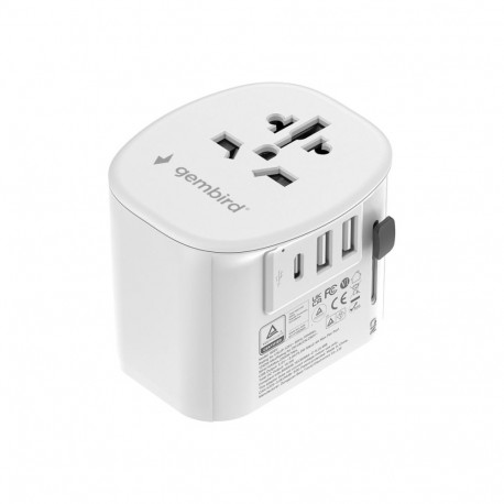 GEMBIRD Grounded universal travel power adapter 15W white