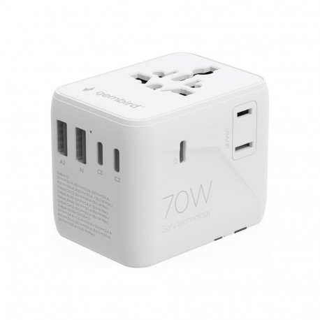 GEMBIRD Universal travel power adapter 70W white