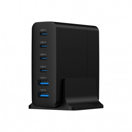 GEMBIRD 6-port 75W GaN USB fast charger black