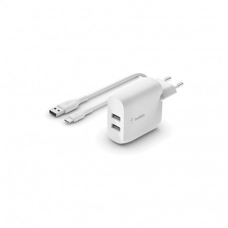 "Belkin Dual USB-A Ladegerät incl. USB-C Kabel 1m, 24W, weiß"