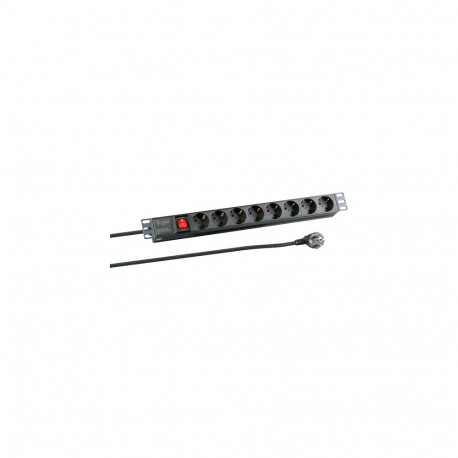 "19"" 1HE Steckdosenleiste 8xCEE 7/3 mit Schalter,Alu,sw"