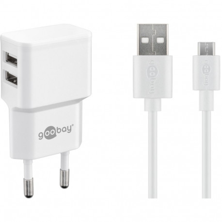 Goobay 12 W kahene Micro USB laadijakomplekt