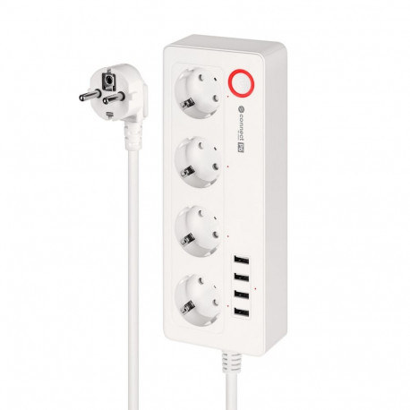 Kruger&Matz pikendusjuhe Connect P6 Tuya, 4 Saksa tüüpi pistikupesa ja 4xUSB 2100mA
