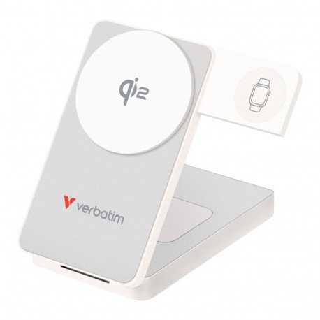 Akupank Verbatim Foldable 3-in-1 Qi2 Magnetic Wireless 10000mAh PD3.0 30W - valge, juhtmevaba laadij
