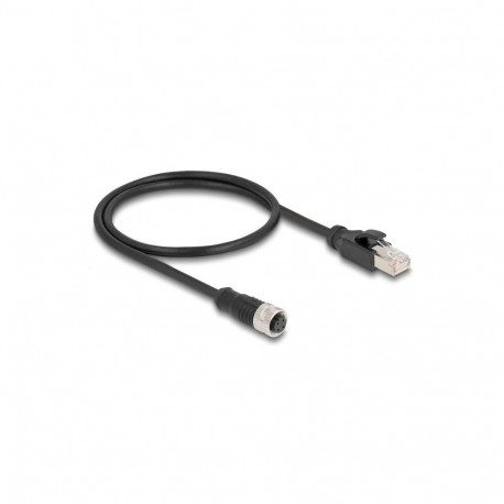 DeLOCK M12 adapterkaabel, D-kodeeritud, 4-kontaktilise emaspistiku ja RJ45 isaspistikuga, 50cm
