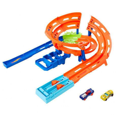 Hot Wheels mängurada Action Whip Around Raceway, 2 mänguautot mõõtkavas 1:64, hoiukoht
