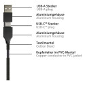 "PYTHON USB-C/USB-A > USB-C/USB Micro-B/Lightning (ST-ST) 1m Ladekabel Textilmantel Schwarz"