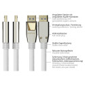 "Python DisplayPort 2.0 Kabel Nylongeflecht weiß 2m"