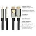 Python kaabel DisplayPort 1.4 - HDMI 2.0 nailonist 1m, must