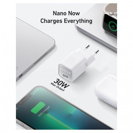 Anker laadija 511 Nano 3 USB-C 30W, valge