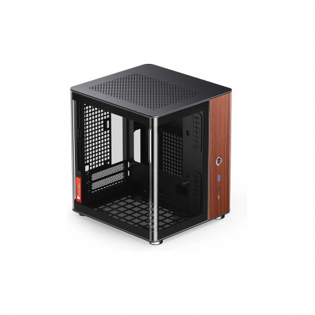 "Jonsbo TK-0 PC Gehäuse, Mini-Tower, Mini-ITX, Tempered Glass, Holz - schwarz"