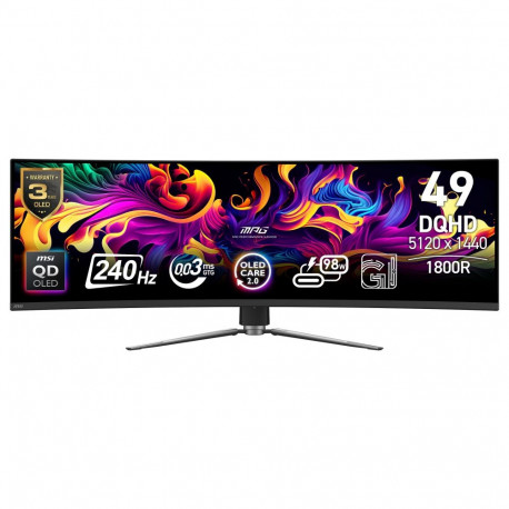 MSI monitor 9S6-3FA84T-016 124,5cm (49") 5120 x 1440 Pixel 32:9 Dual QHD QD-OLED 0,03ms 240Hz HDR Di