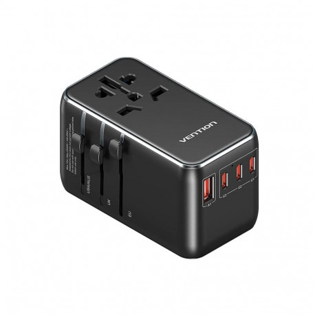 POWER ADAPTER TRAVEL 4PORT/BLACK FJGB0 VENTION FJGB0 (6922794784710)
