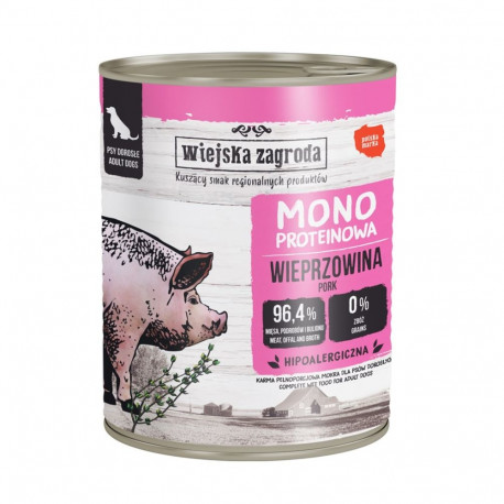 WIEJSKA ZAGRODA Mono Pork - wet dog food - 800g
