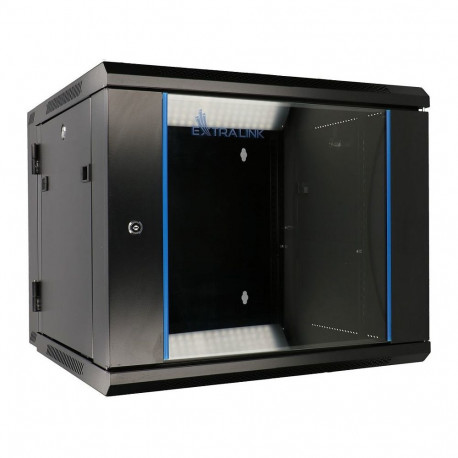 Extralink rackkapp 12U AZH 600x600 seinakinnitusega kaheosaline, must