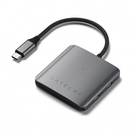 Satechi USB-C PD 4-pordiline jaotur alumiiniumkorpusega, USB-C PD liides laadimiseks kuni 100W, 3 US