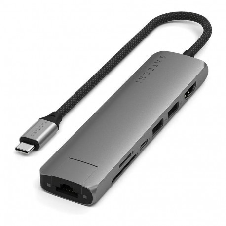 "Satechi USB-C Slim Multi-Port Hub (7 in 1 Adapter), Space Grau"