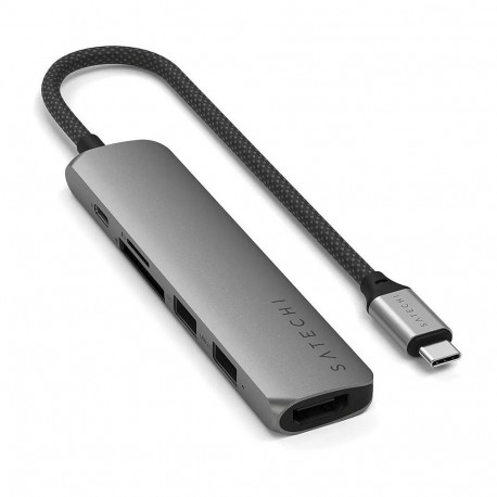 Satechi USB-C mitme pordiga jaotur ST-P6SM, õhuke, 6-ühes adapter, kosmosehall