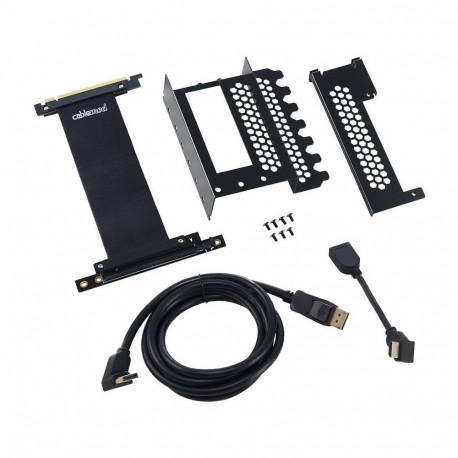 CableMod graafikakaardi vertikaalne hoidik PCIe x16 riser-kaabliga, 1x DisplayPort, 1x HDMI, must