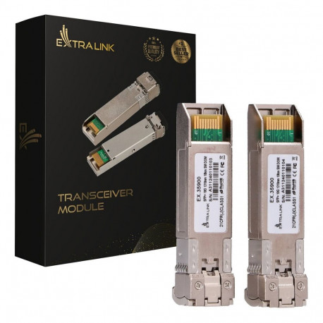 Extralink SFP+ moodul 10G 2-pack, 10Gbps, LC/UPC, 1310nm, 10km, ühemoodiline, DOM