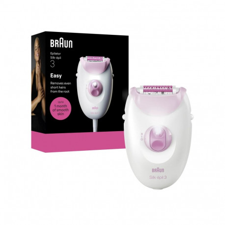 Braun epilaator Silk-épil 3 SE3-000 1 võimsusaste, valge/roosa