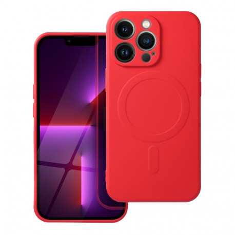 Case for Samsung A08 Silicone Mag Cover compatible with MagSafe (camera protection) red