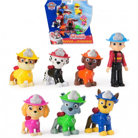 PAW Patrol Fire Rescue Team Pack with 7 Collectible Action Figures, Including Ryder & 6 Pups, Kids T