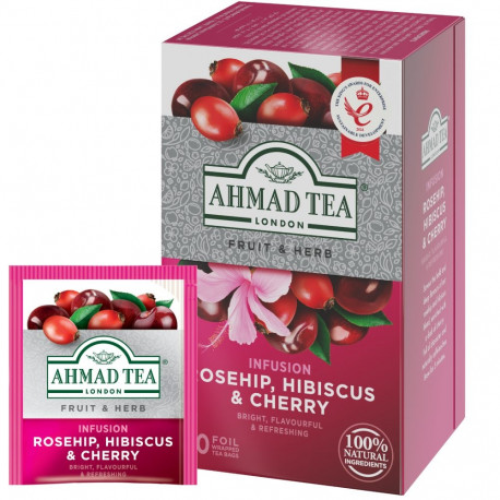 Herbal tea AHMAD rose hip/cherry/hibiscus 20 pcs in an envelope