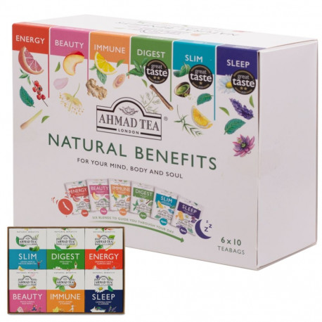 Roheline tee komplekt AHMAD Natural Benefits 6 erinevat maitset
