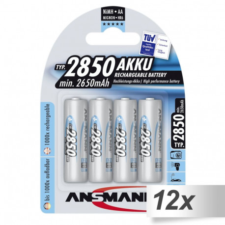 12x4 Ansmann NiMH aku 2850 Mignon AA 2650 mAh
