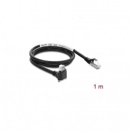 "Delock GigE Kamera Kabel RJ45 Stecker 90° gewinkelt mit Schrauben, Steckerlänge 28 mm zu RJ45 Steck