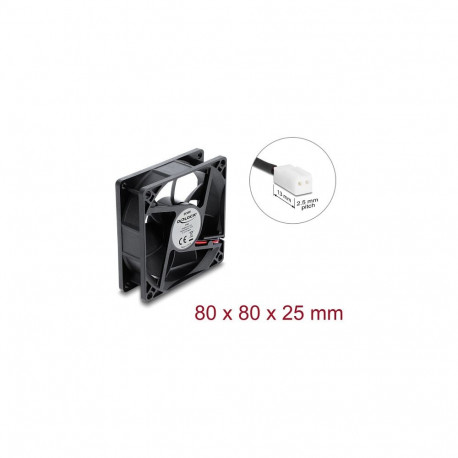 "Delock Axiallüfter 48 V DC, 80 x 80 x 25 mm mit 2 Pin Lüfteranschluss schwarz"