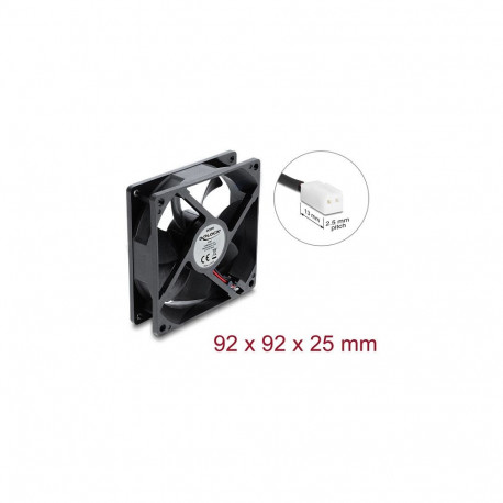"Delock Axiallüfter 48 V DC, 92 x 92 x 25 mm mit 2 Pin Lüfteranschluss schwarz"
