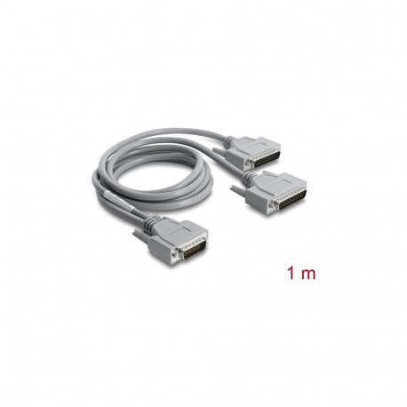 "Adapter Y-Kabel Seriell RS-232 LFH D-Sub HD 60 Pin Stecker zu 2 x D-Sub 25 Stecker 1 m grau"