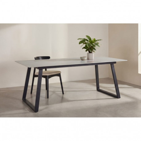Söögilaud ESTELLE 200x90, tumehall/must