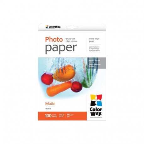 ColorWay Matte Photo Paper, 100 sheets, 10x15, 190 g/m