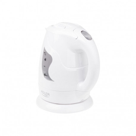 Adler AD 08 Standard kettle, Plastic, White, 850 W, 1 L, 360 rotational base