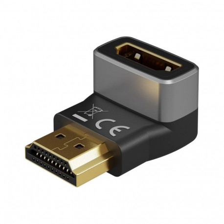 Goobay 72011 HDMI Angled Adapter 270 Vertical, 8K @ 60 Hz, Gold-Plated, Black, Silver
