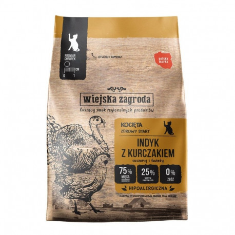 WIEJSKA ZAGRODA Kitten Turkey with chicken - dry cat food - 400g