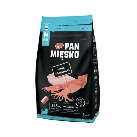 PAN MIĘSKO kutsikate kuiv koeratoit kalkuni ja kalmaariga M 3kg