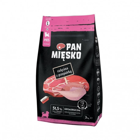 PAN MIĘSKO Puppy Veal with quail L - dry dog food - 3kg