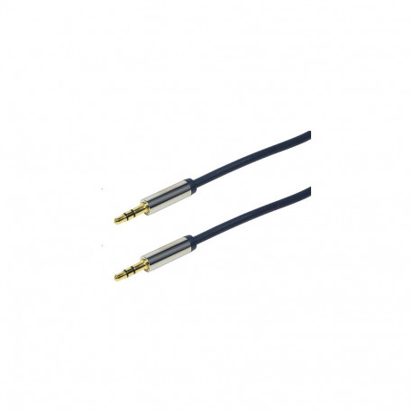 "Audio cable, 3.5 mm 3-pin/M to 3.5 mm 3-pin/M, metal, blue, 0.5 m"